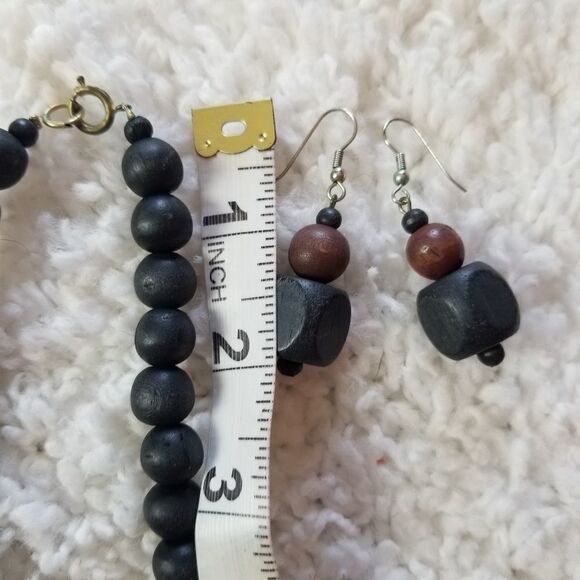 Wood Bead Necklace + Earring Set - Picture 7 of 7